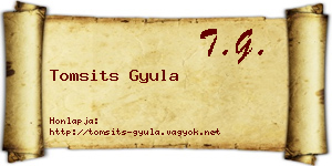 Tomsits Gyula névjegykártya